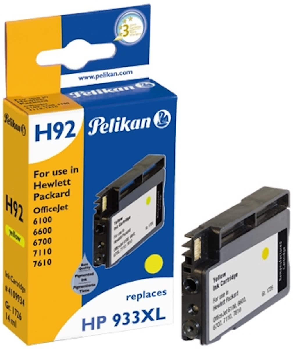 Pelikan H92 14ml 1084paginas Geel inktcartridge