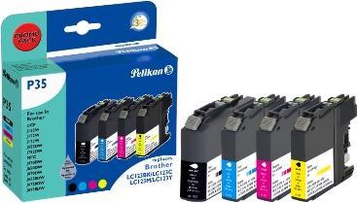 Pelikan PromoPack P35 inktcartridge Zwart, Cyaan, Magenta, Geel 16 ml 11 ml