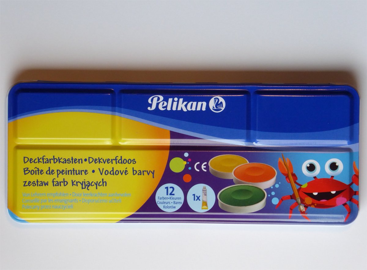 Pelikan verfdoos - 12 kleuren + tube wit