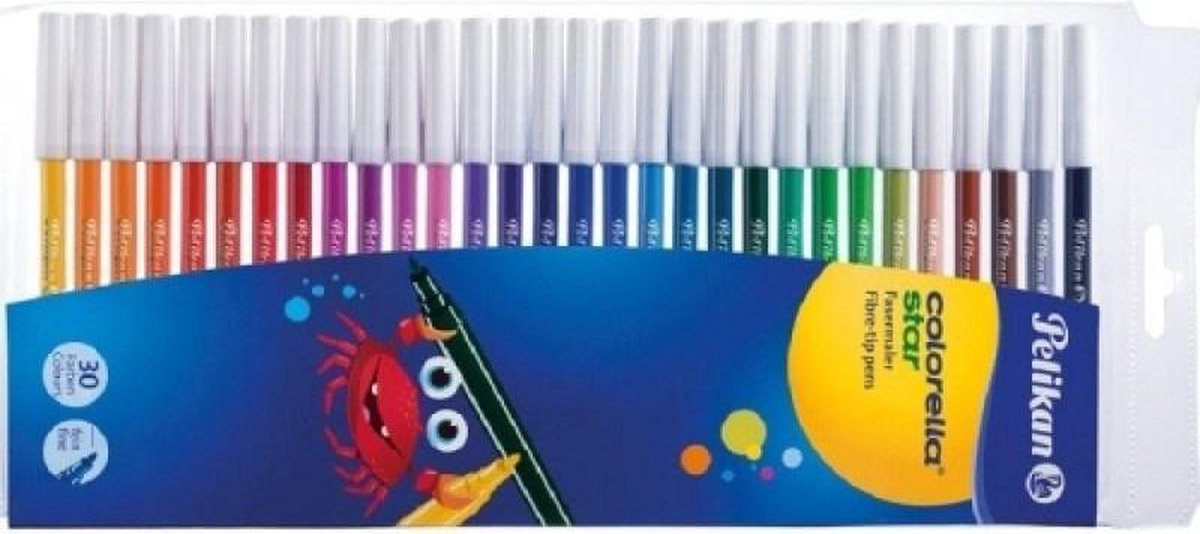 Pelikan viltstift Colorella Star, etui met 30 stuks in geassorteerde kleuren