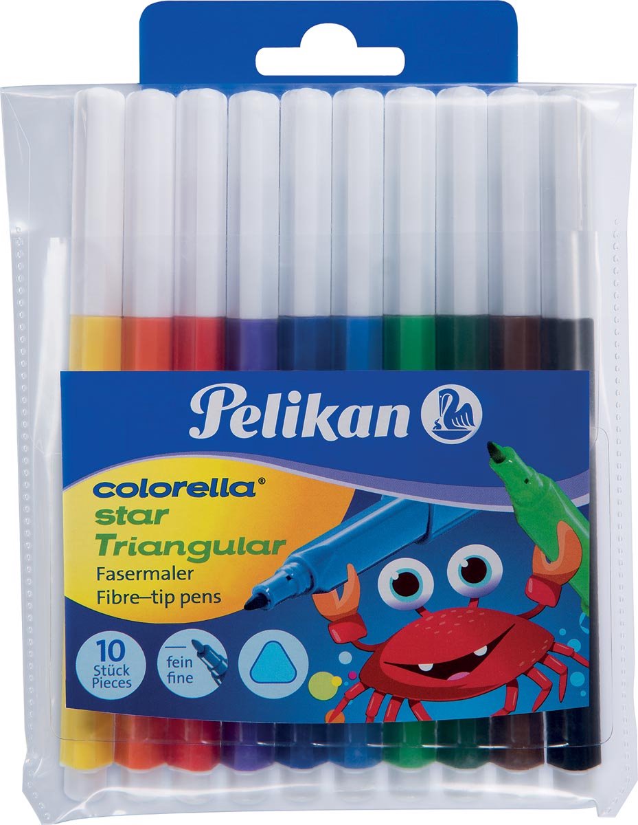 Pelikan viltstift Colorella Star driehoekig, etui met 10 stuks in geassorteerde kleuren 10 stuks