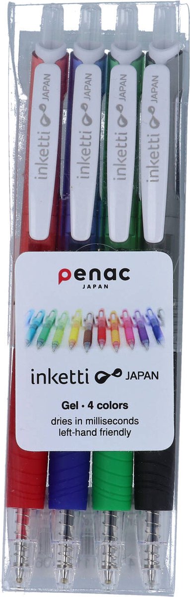 Penac Gelpennen - Inketti - 4 kleuren - rood, blauw, groen en zwart