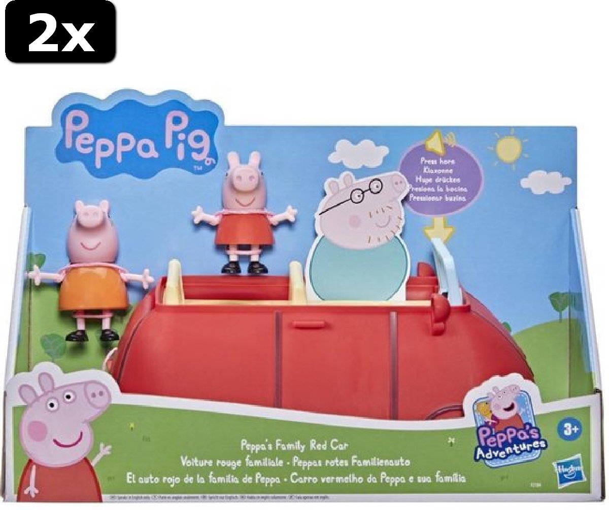 2x Peppa Pig - Peppas Rode Auto - Speelfiguur