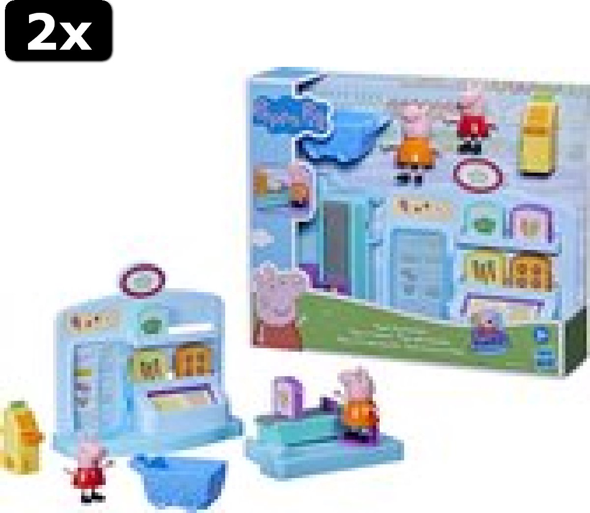 2x Peppa Pig Supermarkt - Speelfigurenset