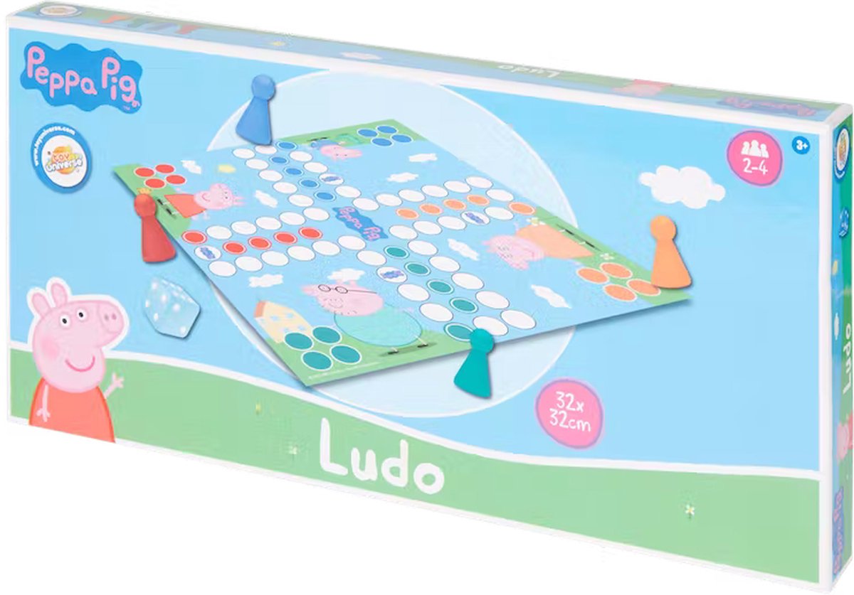 Peppa Pig - Ludo - Bordspel Blauw - 2 tot 4 Spelers - 32 x 32 cm - Vanaf 3 jaar - - Kerst & Sinterklaas Cadeautjes - Cadeau - kado