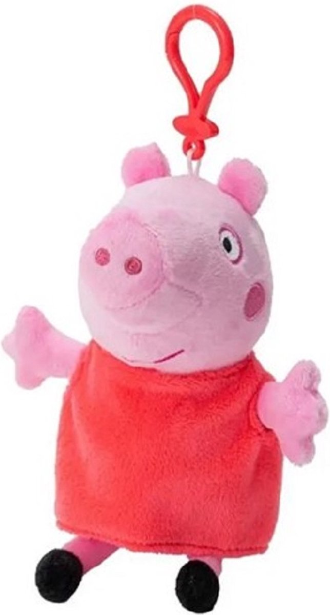 Peppa Pig - Pluche peppa knuffel - met ophangclip en vakje  voor muntjes met rits