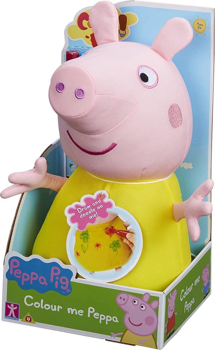 Peppa Pig - Zelf Schilderbare Peppa Pig - Peppa Pig Knuffel - Kinder Speelgoed