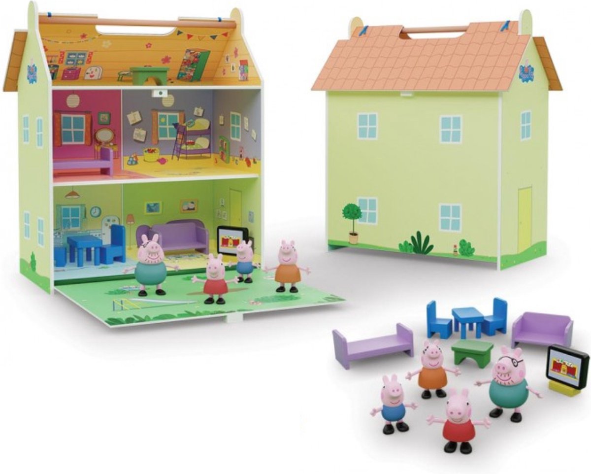 Peppa Pig Poppenhuis - Hout - Met Meubels en Speelfiguren - 39 x 36 cm