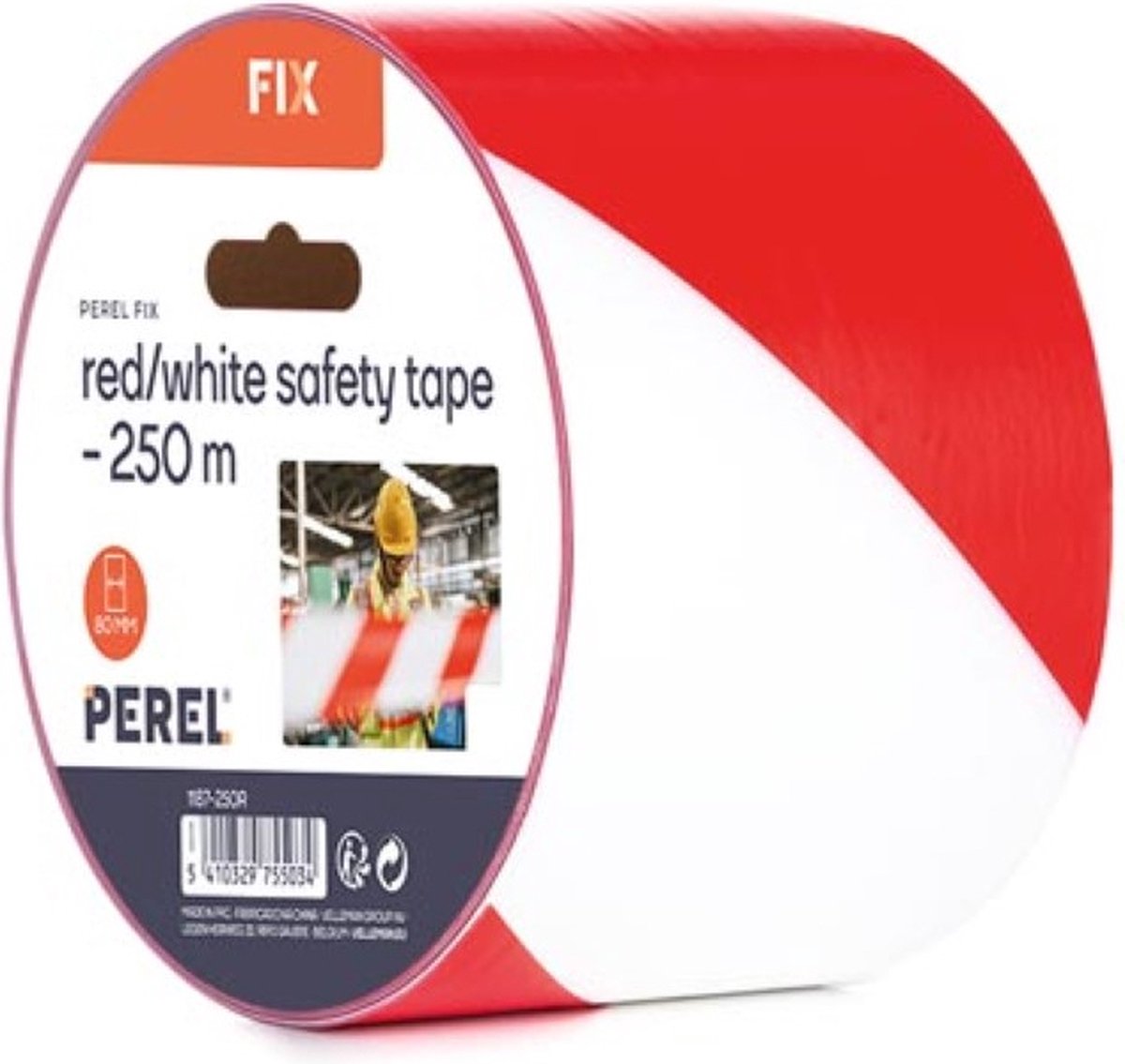   Afzetlint op rol 250 m, ideaal voor tijdelijke afzettingen en evenementen, rood/wit