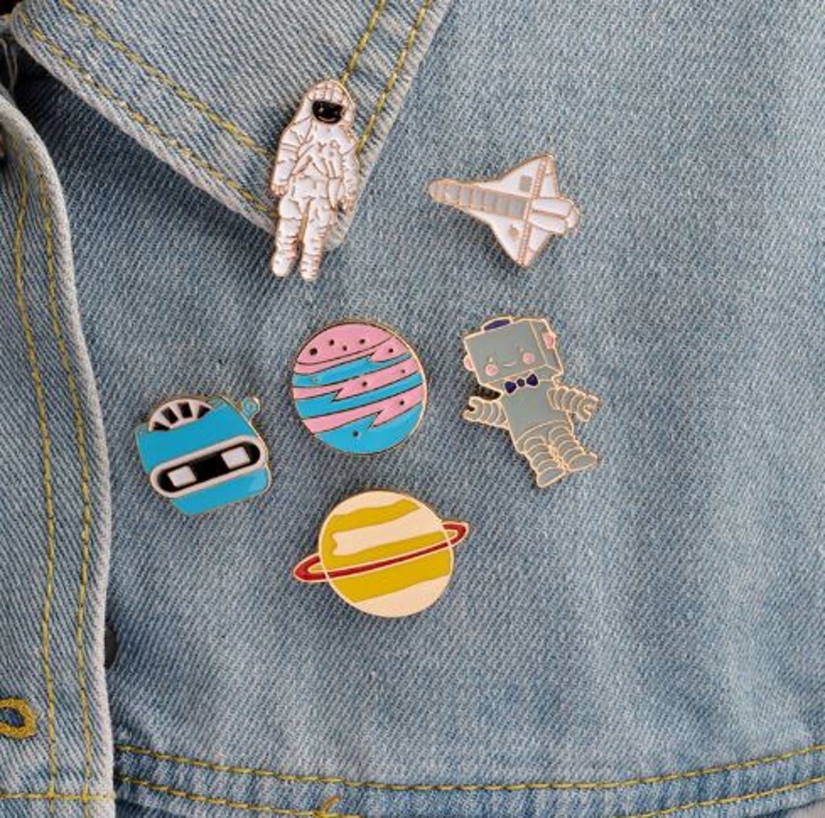 Pin ‘Astronaut set (6)’ met cadeauverpakking - stof accessoire en applicatie