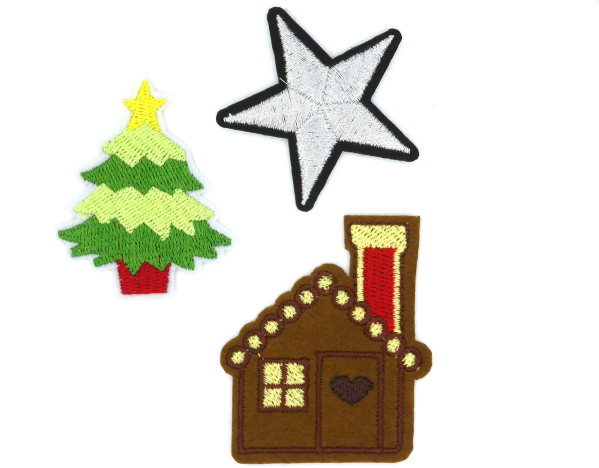 Strijk embleem ‘Kerst ster patch set (3)’ – stof & strijk applicatie