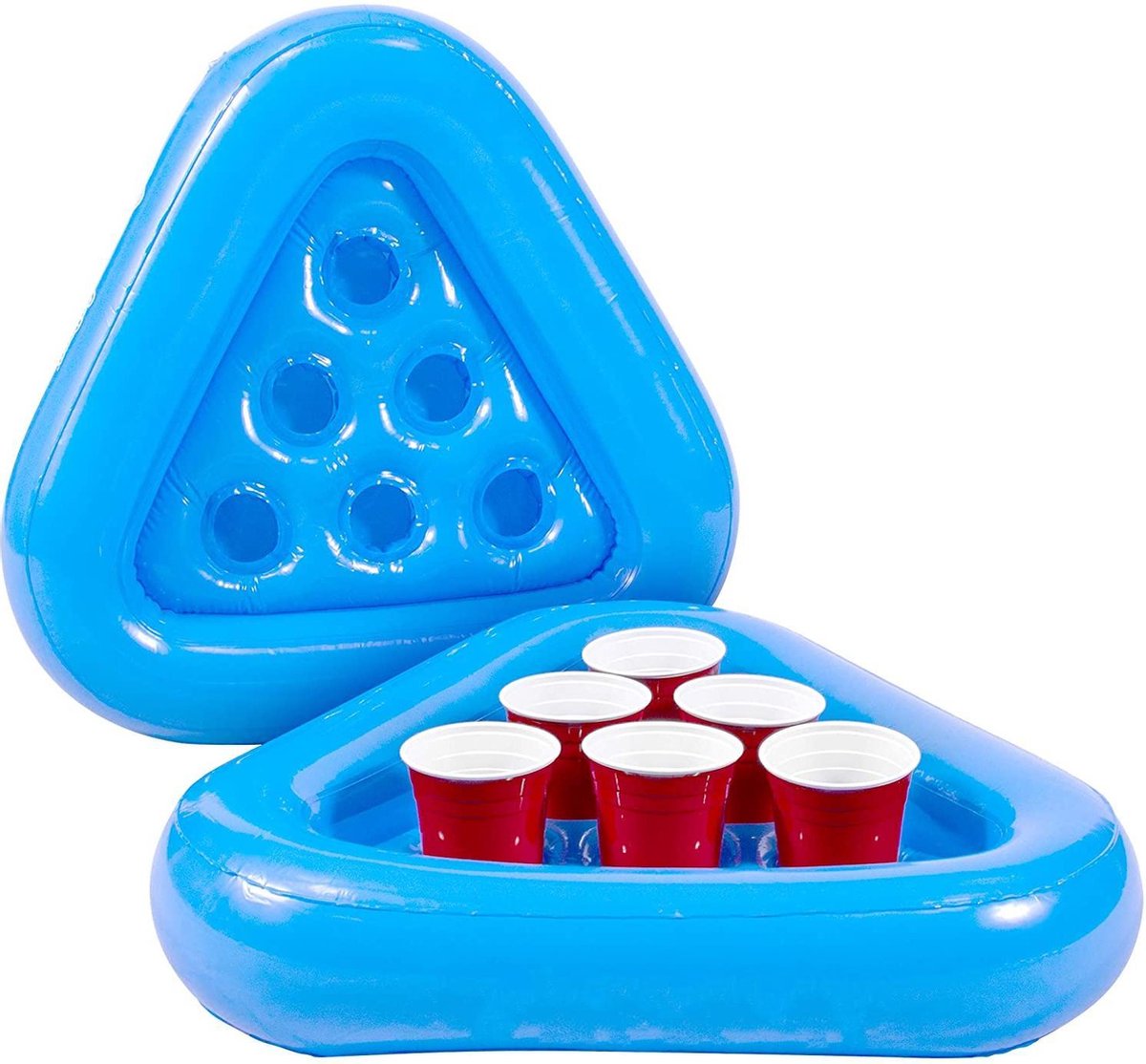 Beerpong opblaasbaar luchtbed zwembad drankhouder - Drankspel - Set van 2