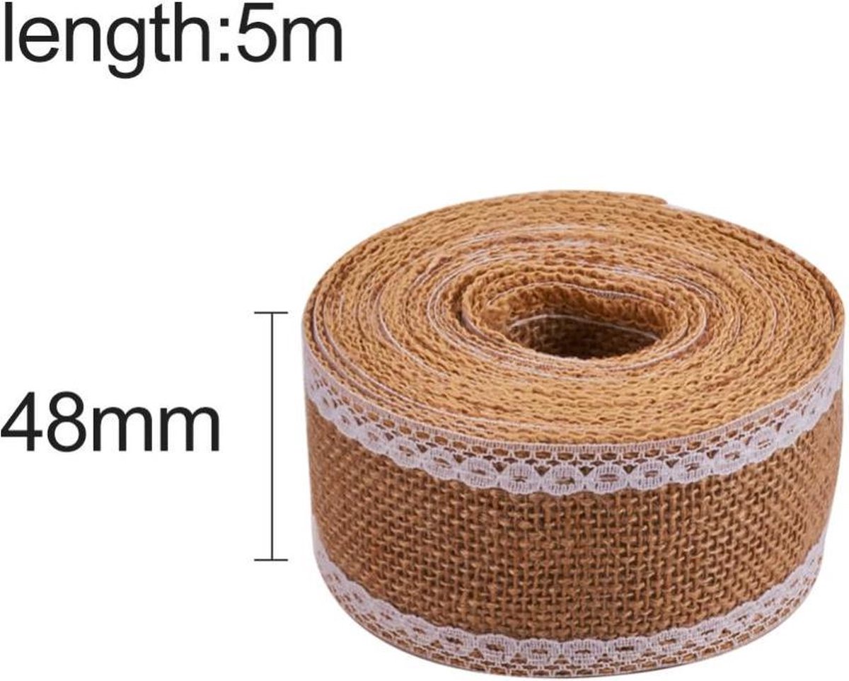 jute lint met kant, 48mm breed, 5m