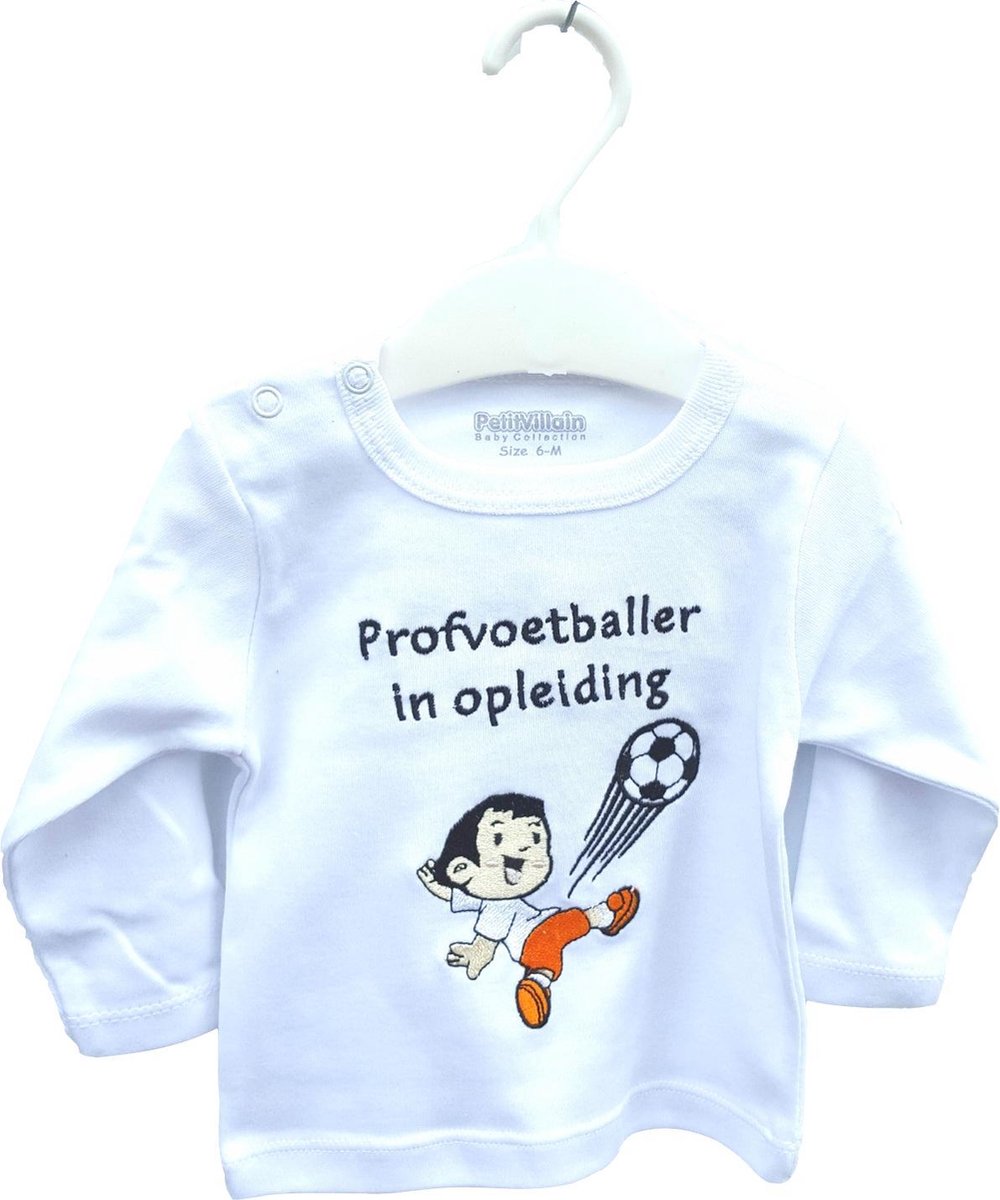 Voetbal - EK- Oranje - baby - longsleeve - kraamcadeau - newborn - Profvoetballer in opleiding -  wit - maat 62/68