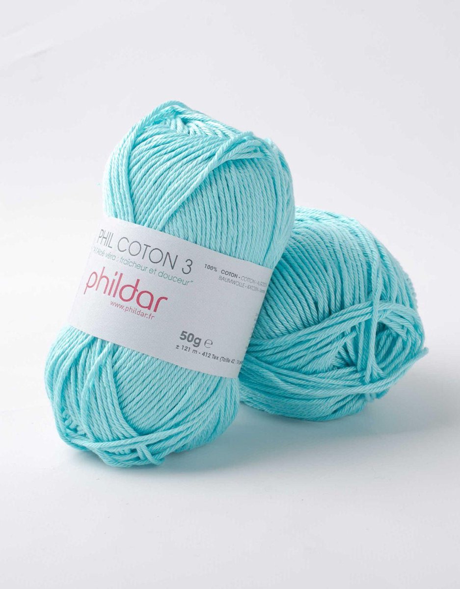 Phildar Phil Coton 3 cyan Pack 10 x 50 gram