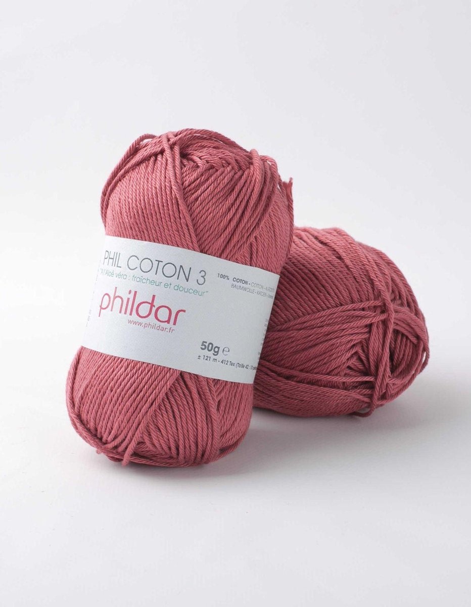 Phildar Phil Coton 3 rosewood Pack 10 x 50 gram