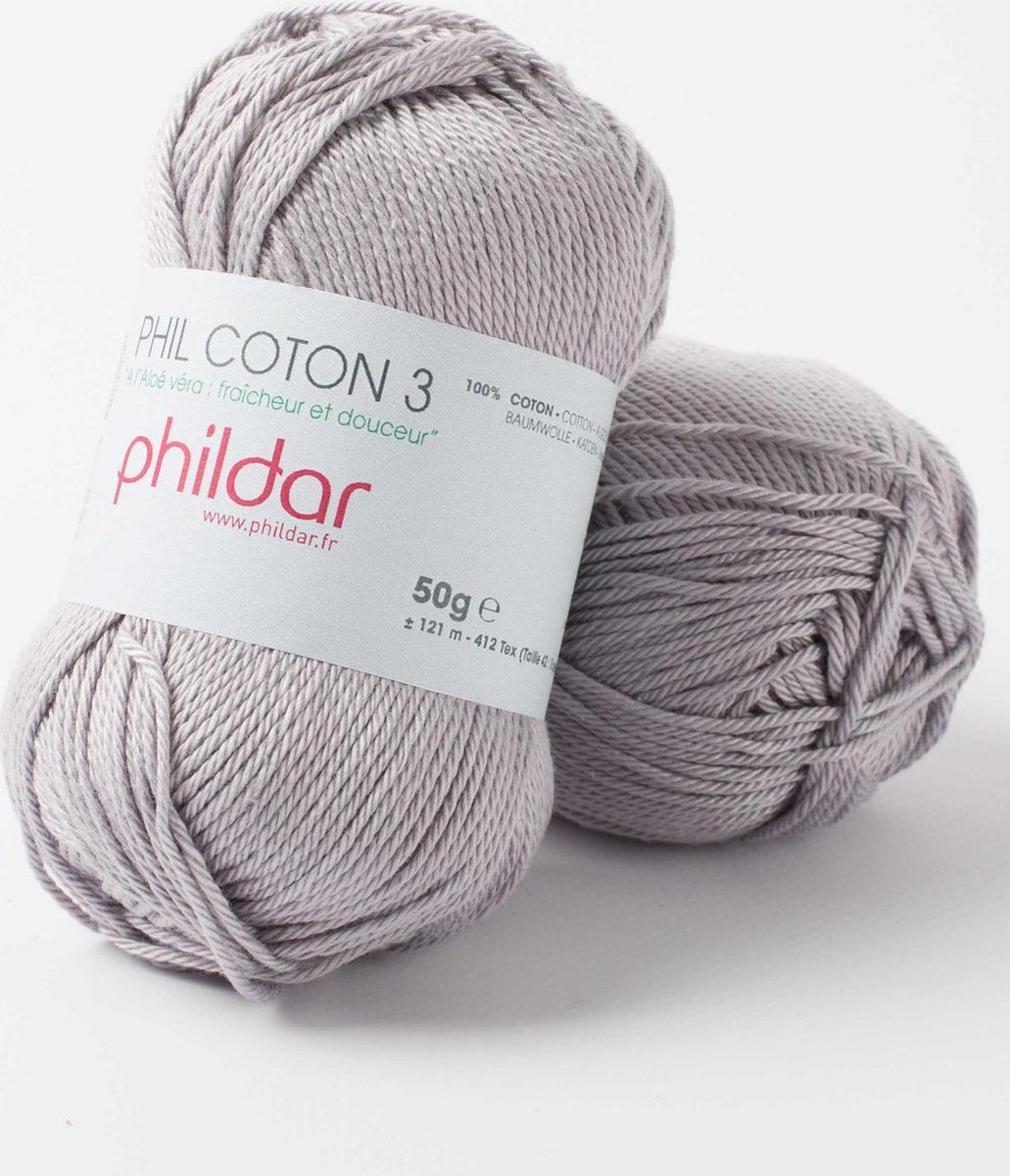 Phildar Phil Coton 3 silver Pack 10 x 50 gram