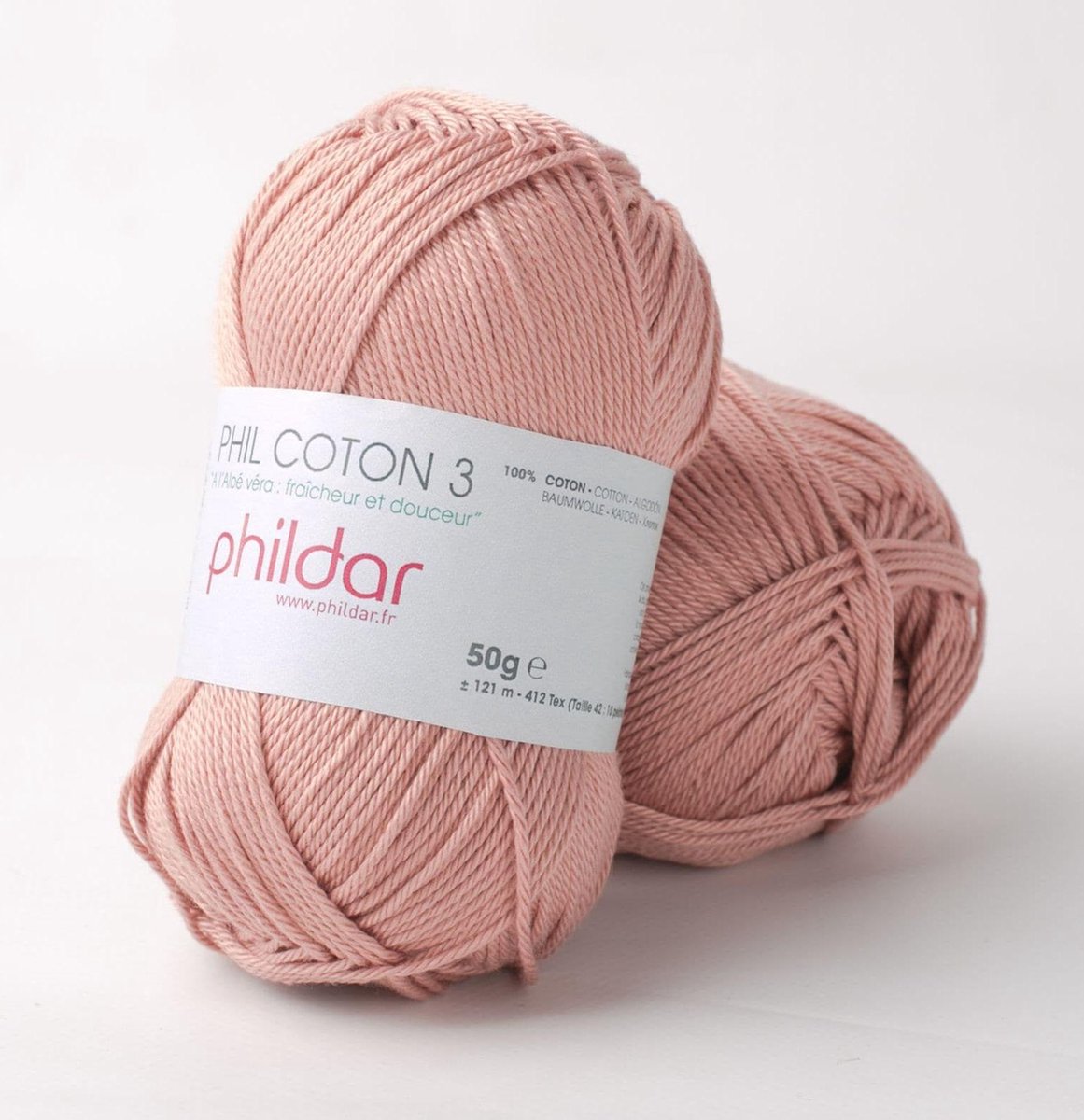 Phildar Phil Coton 3 vieux rose Pack 10 x 50 gram