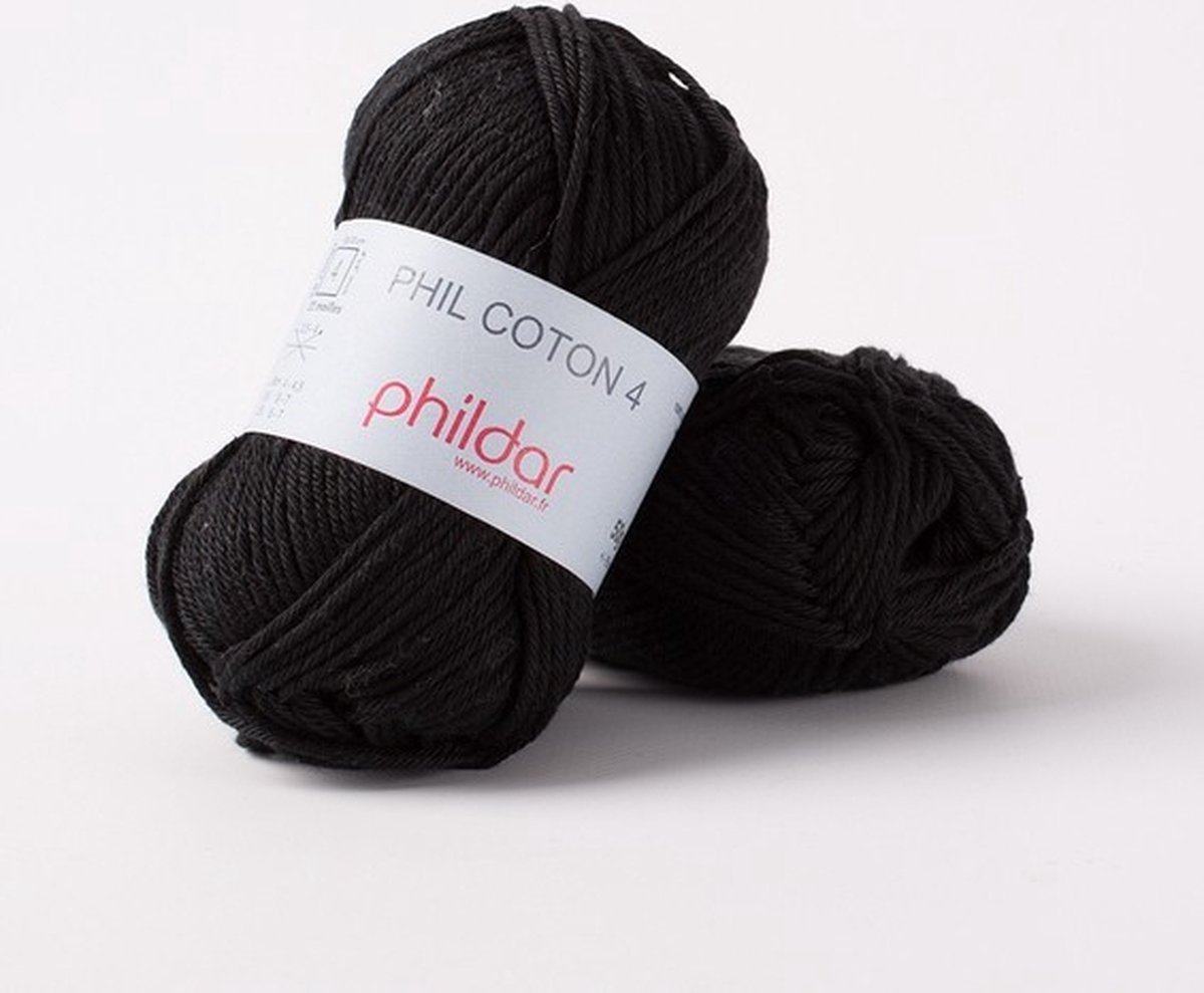 Phildar Phil Coton 4 noir Pack 10 X 50 gram