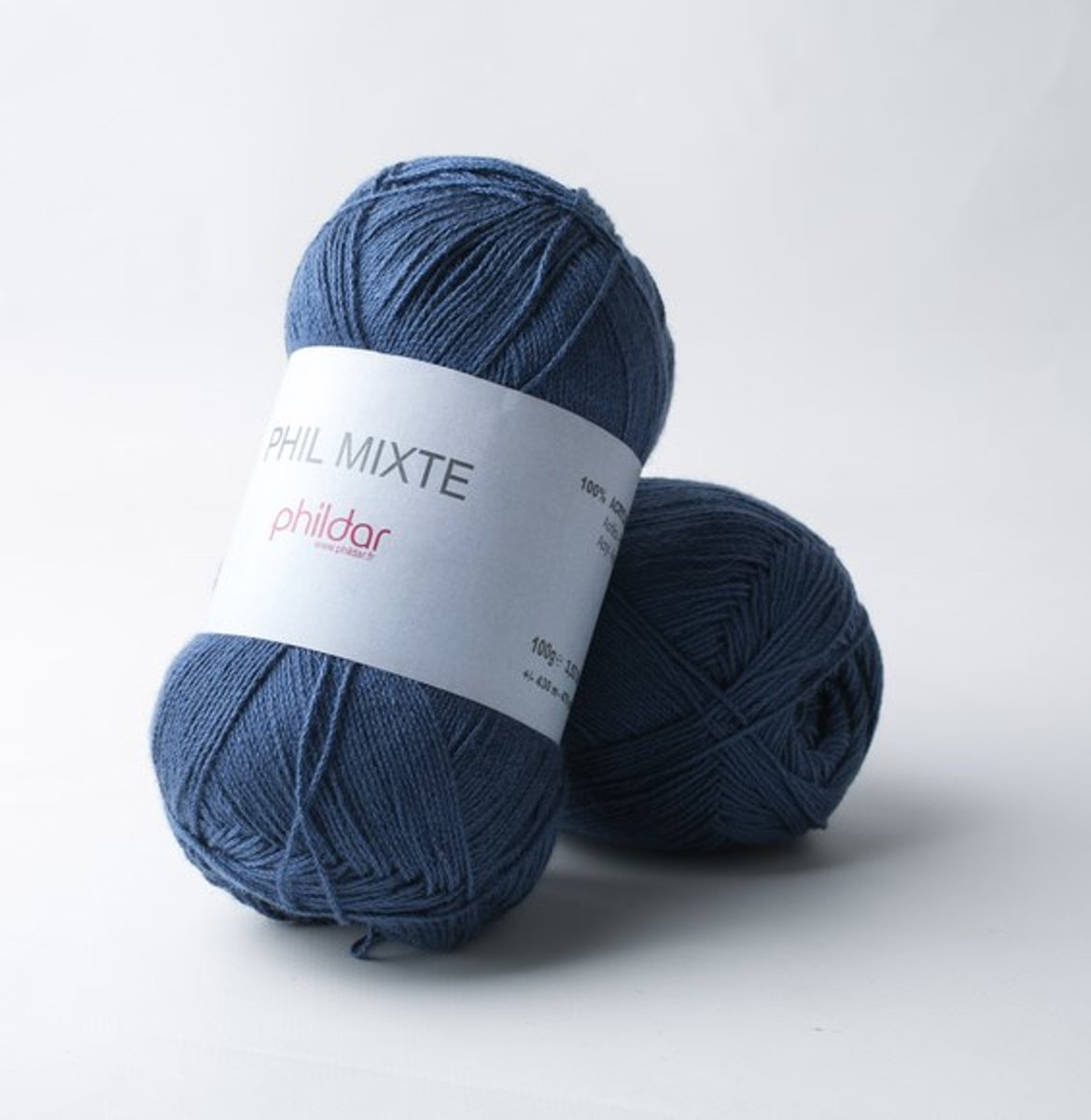 Phildar Phil Mixte Indigo LOT 100. PAK MET 5 BOLLEN a 100 GRAM.