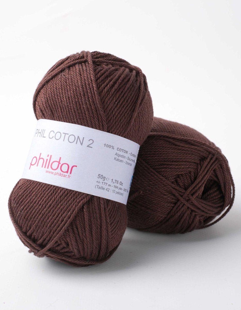 Phildar Phil Phil Coton 2 marron Pack 10 x 50 gram