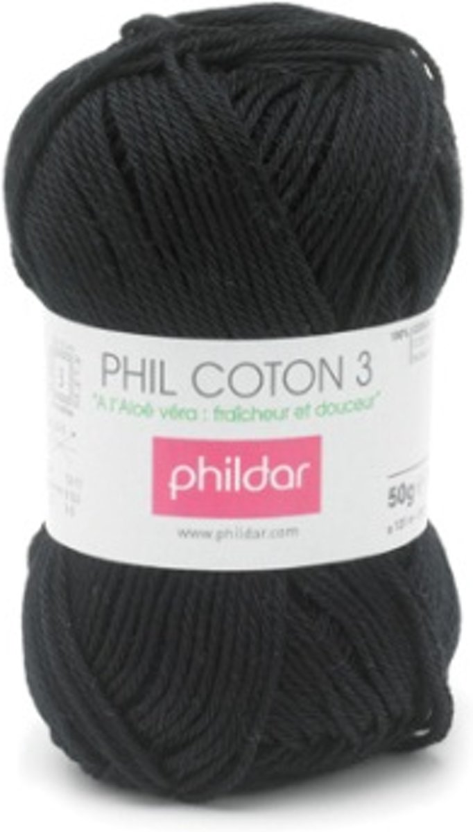 Phildar Phil coton 3 noir 10 x 50 gram