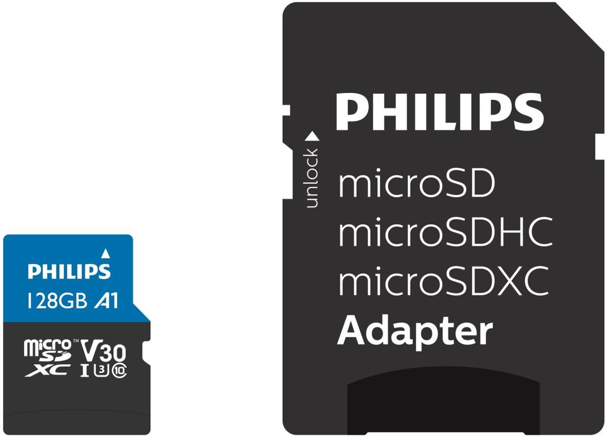 Philips FM12MP65B - Micro SDXC kaart 128GB incl. adapter - Class 10 - UHS-I U3