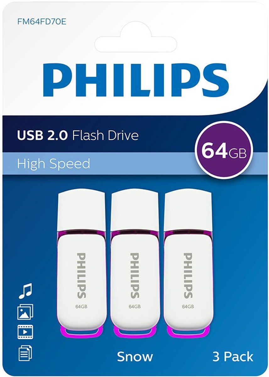 Philips USB flash drive Snow Edition 64GB, USB2.0, 3-pack