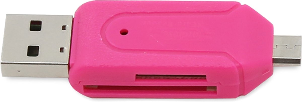 Phoco Kaartlezer (micro) SD met (micro) USB roze