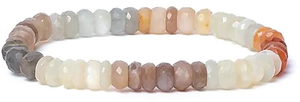 Armband veelkleurig maansteen facet AA kwaliteit elastisch