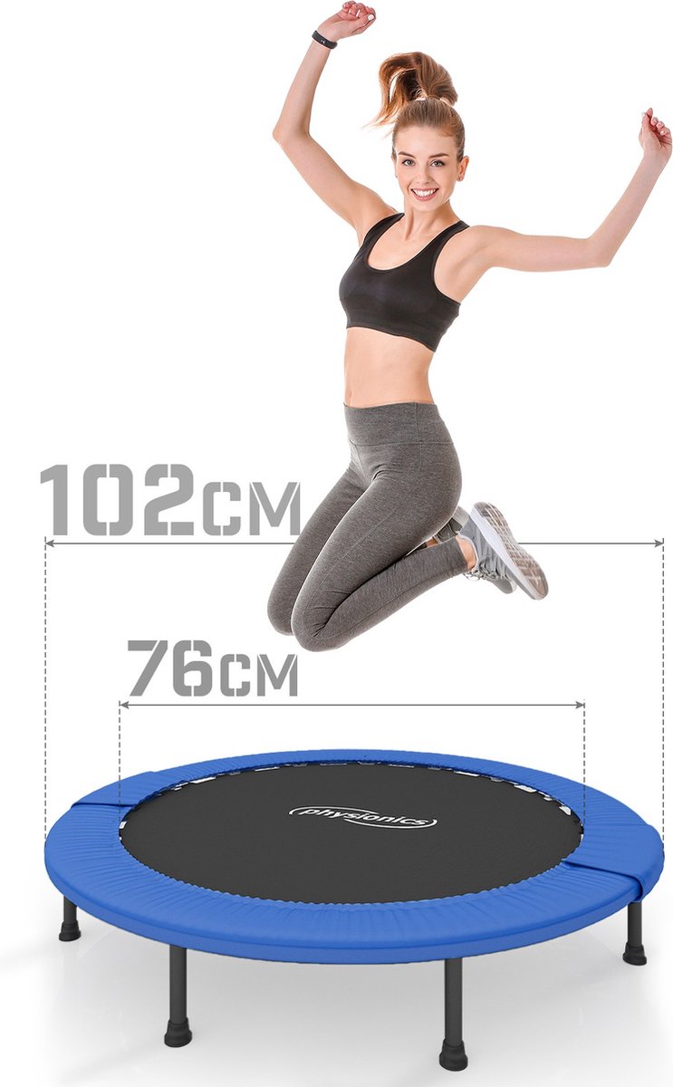 GoodVibes - Fitness Trampoline met Beschermrand voor Kinderen en Volwassenen - Diameter 102 cm - Voor Binnen en Buiten Gebruik - Maximaal 100 kg - Mini Tuin Trampoline