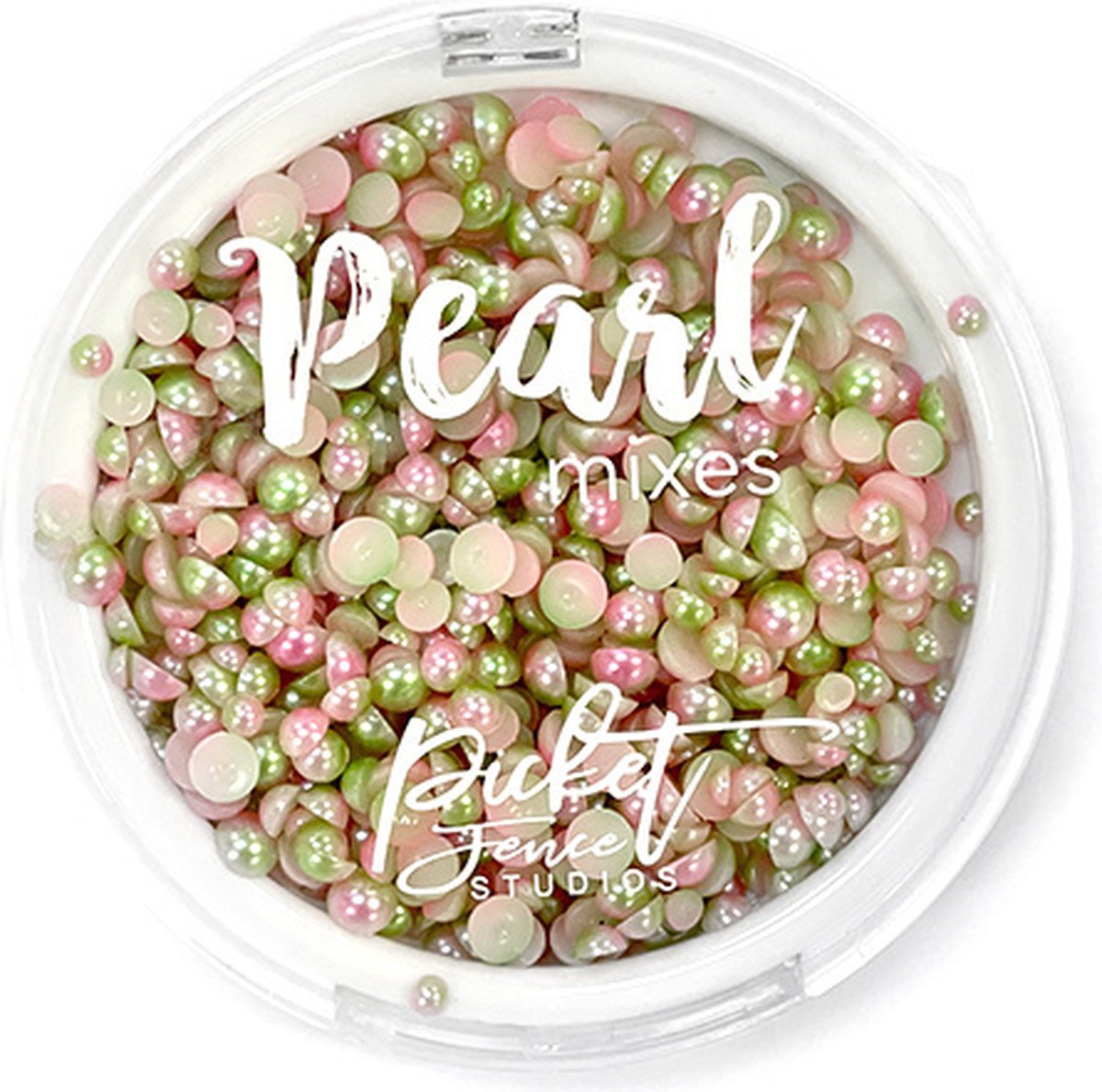 Gradient Flatback Pearls Lime Green & Pale Pink (PM-102)