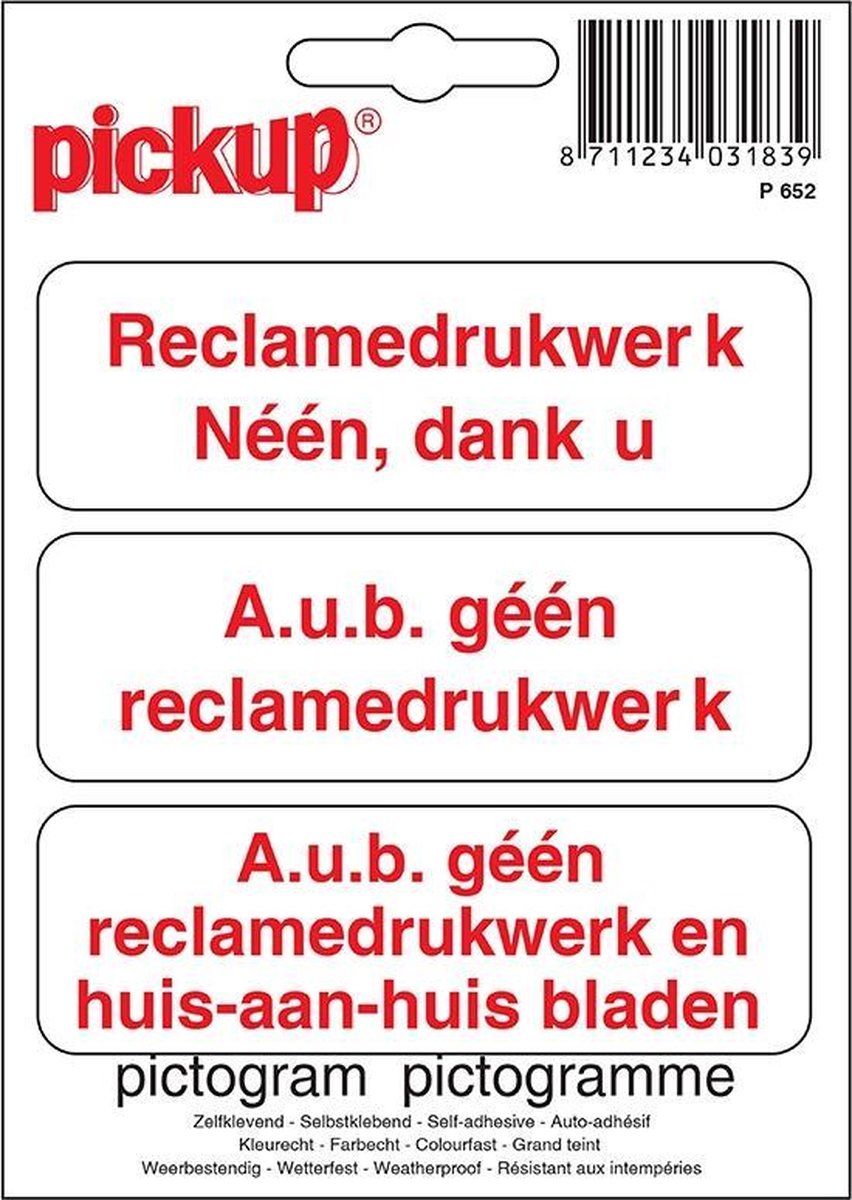   Pictogram 10x10 cm - Geen reclame