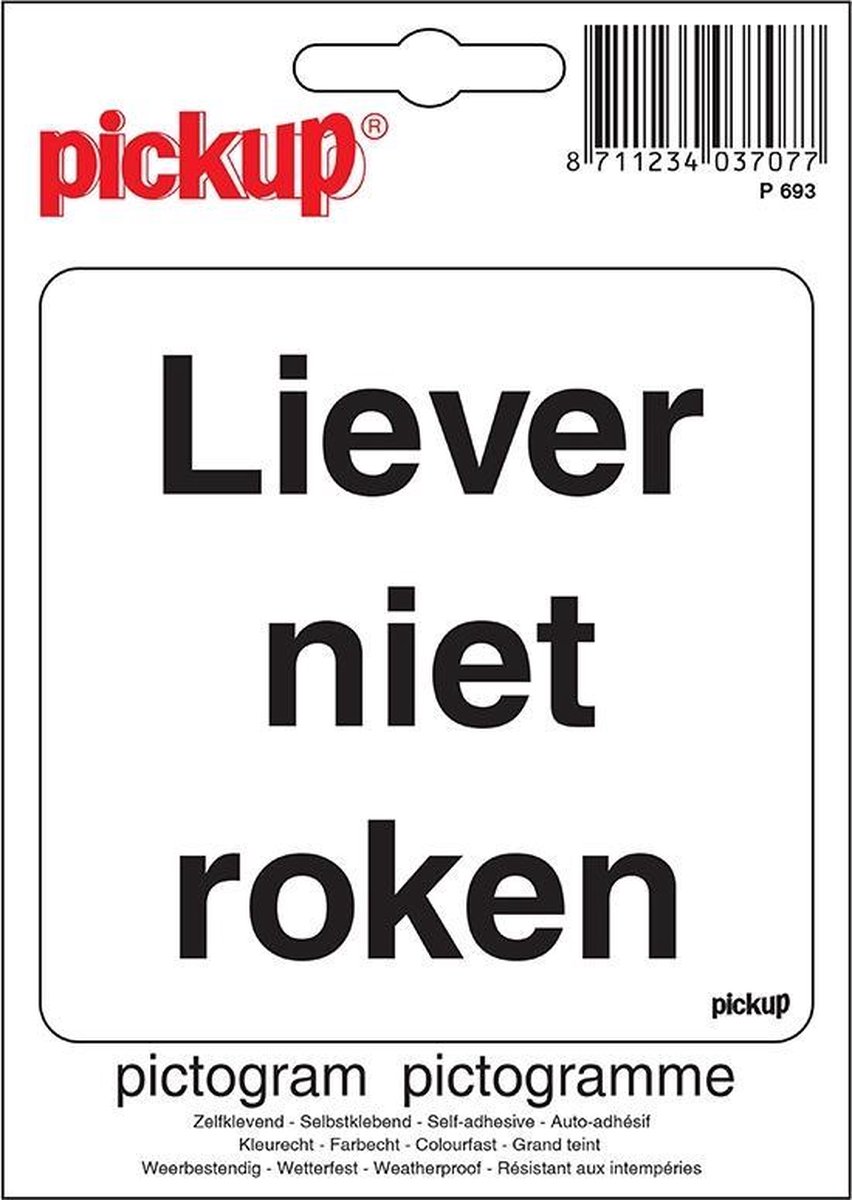 Pickup Pictogram 10x10 cm - Liever niet roken