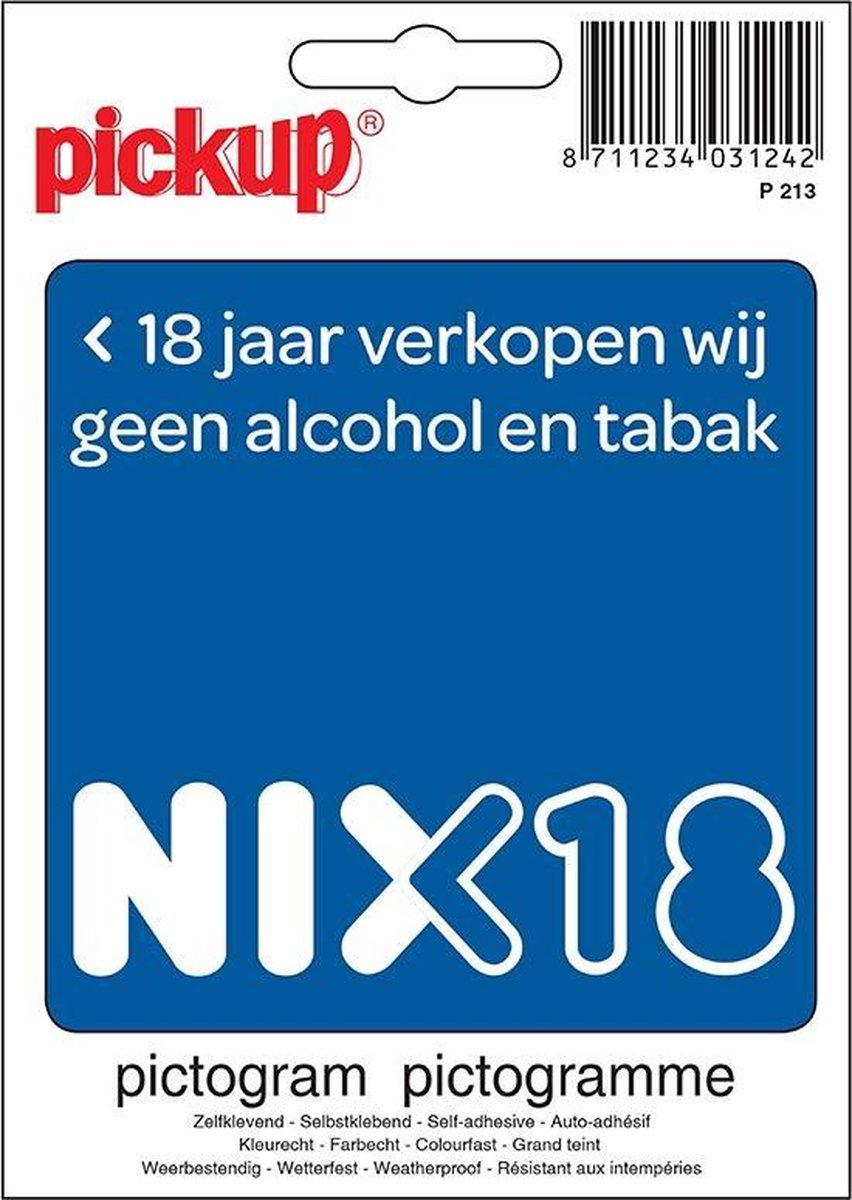 Pickup Pictogram 10x10 cm - Nix18 geen alcohol en tabak