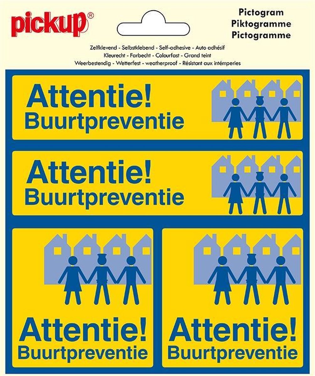 Pickup Pictogram 15x15 cm 4 op 1 - Attentie Buurtpreventie