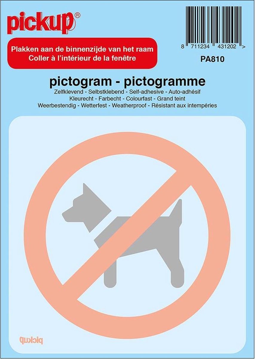   Pictogram achter glas 10x10 cm - Verboden voor honden