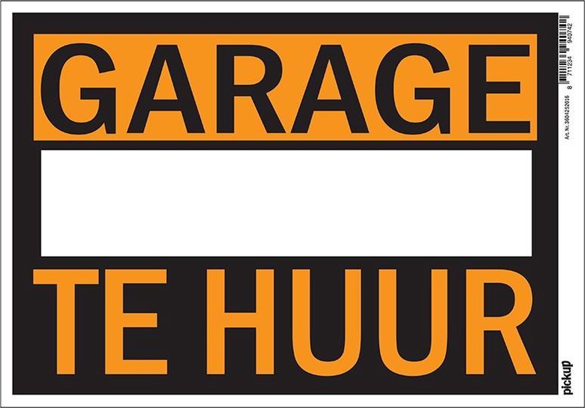 Pickup affiche kunststof 23x33 cm - Garage Te Huur