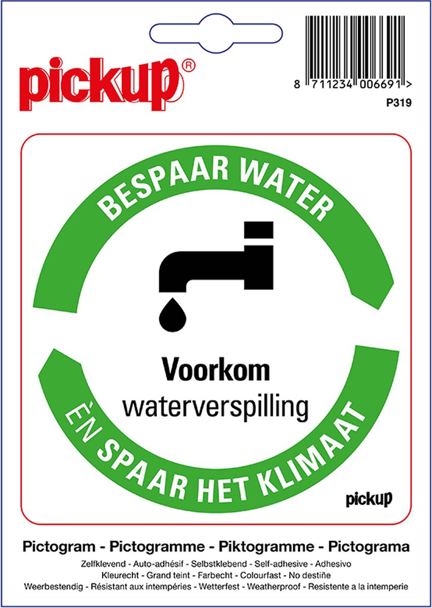 Pickup sticker Bespaar Energie spaar het klimaat: Bespaar water - 10x10 cm