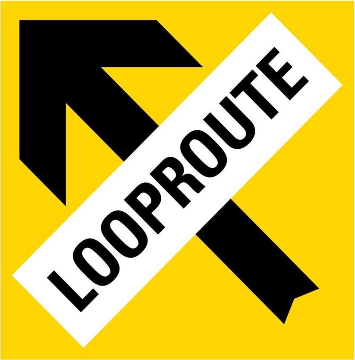 Pickup vloersticker looproute pijl geel zwart social distance