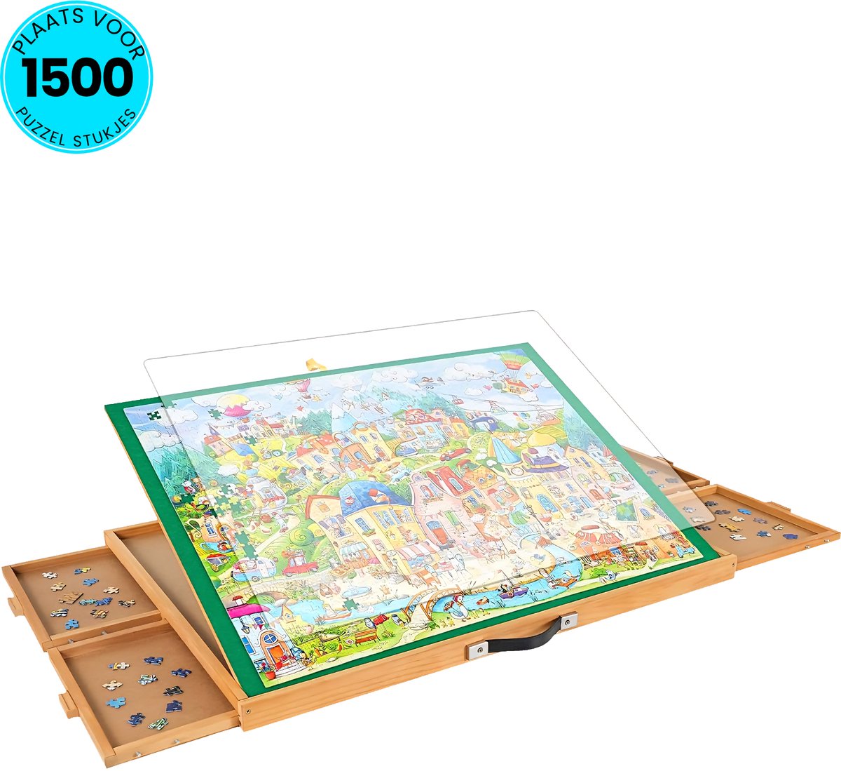   Verstelbaar Puzzelbord met 6 Lades - 1500 Stukjes - Puzzeltafel met Opbergsysteem - 90 x 69 cm -   - Portapuzzle - Puzzelplaat - Puzzelplank