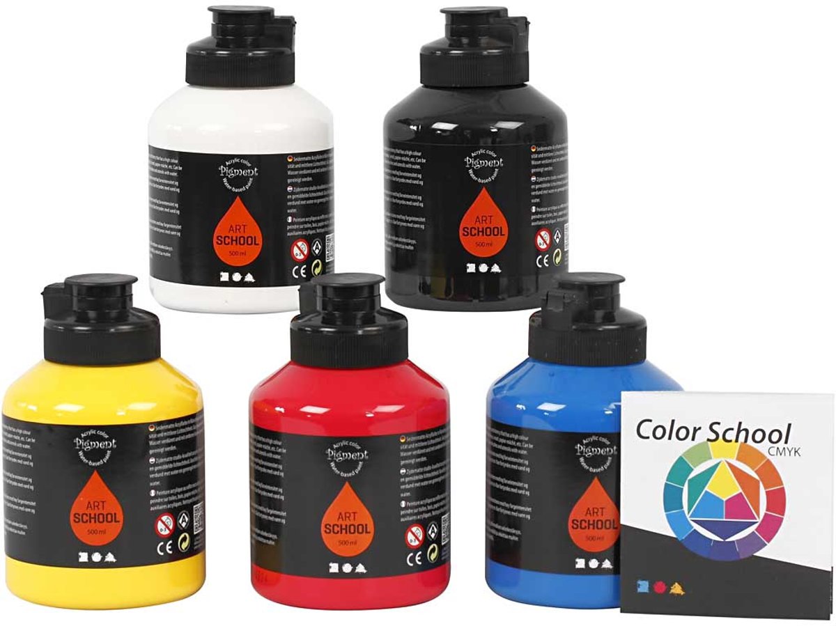 Pigment Art School, primaire kleuren, primaire kleuren, 5x500 ml