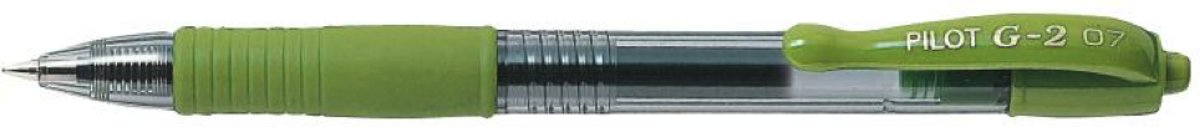 Pilot G-2 roller ball pen rubberized grip & retractable gel type ink licht groenBL-G2-7-LG