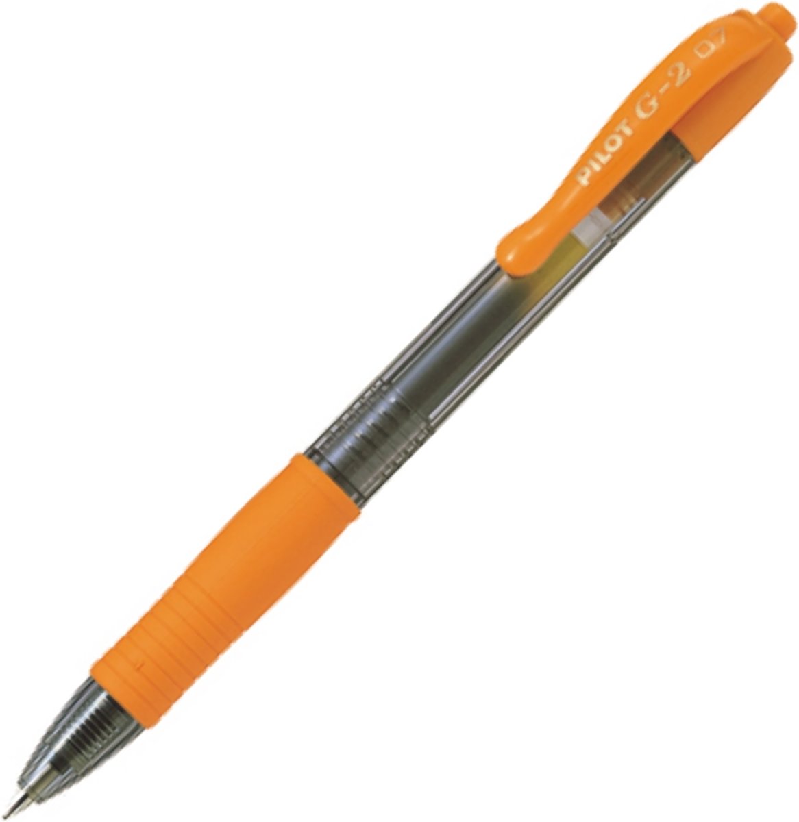 Pilot G-2 roller ball pen rubberized grip & retractable gel type ink orange BL-G2-7-O