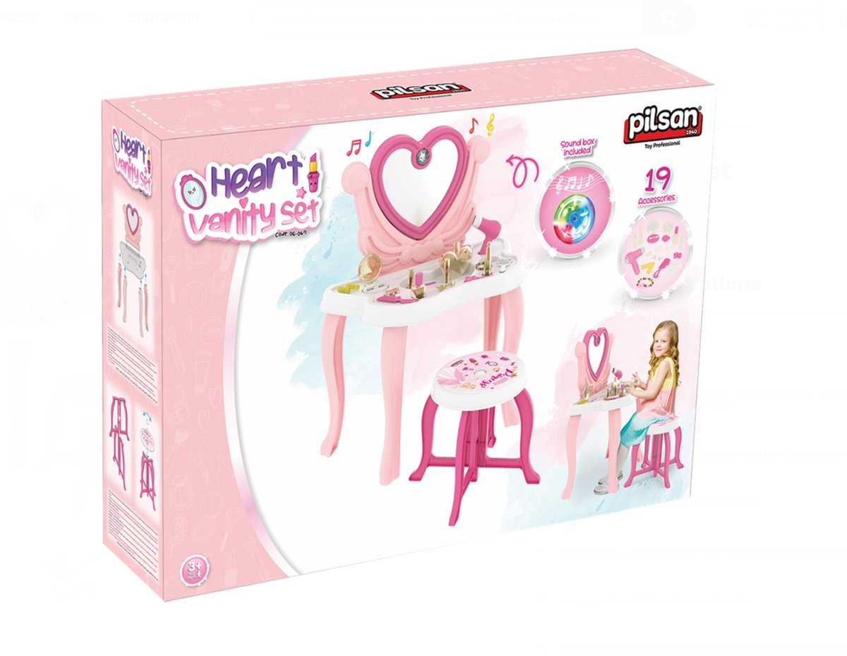 Pilsan Heart Make Up Tafel met Krukje en Accessoires 06 047
