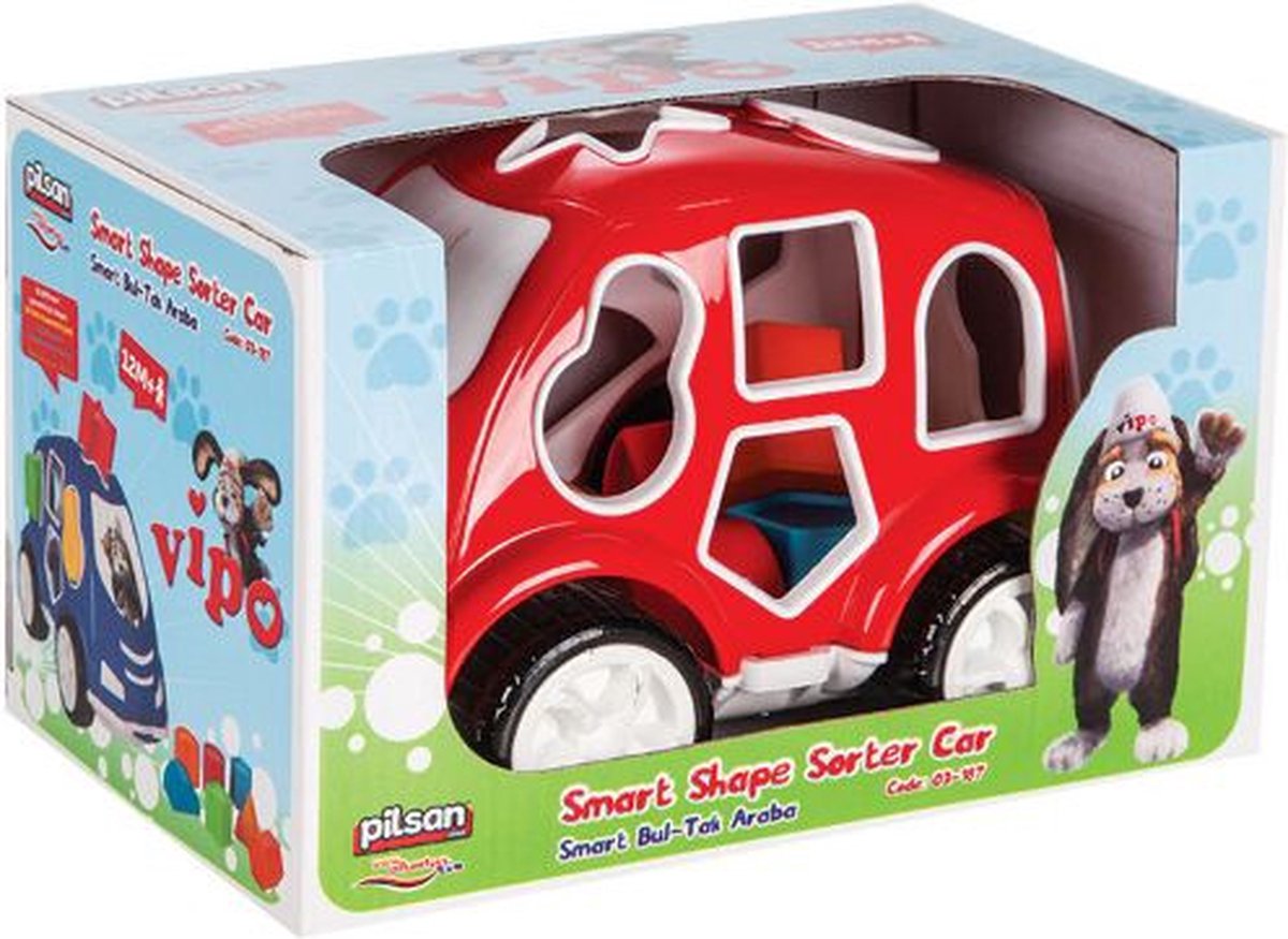 Pilsan Smart Auto Rood Vormenstoof met geometrische figuren - spelend kleuren en vormen leren baby