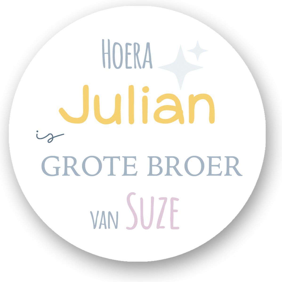 25x Sluitsticker Hoera naam is grote broer van ( naam zusje) - 40 mm - Geboorte Sticker - Sluitzegel - Sticker Geboortekaart - Baby nieuws - Trakteren Broer Zus Basisschool Kinderdagverblijf - Sluitzegel -Sluitstickers Pimp Studio
