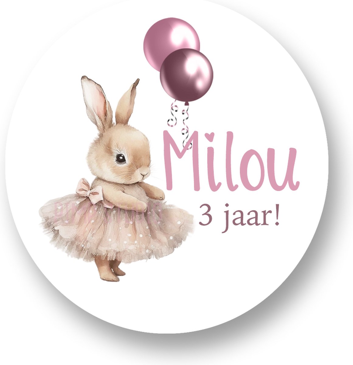 25x Traktatie Stickers Met Naam en Leeftijd - Bunny - Gepersonaliseerd - Sluitstickers - Kinderfeest Traktatie - Uitdelen - Uitdeeltraktatie - Traktatiestickers Pimp Studio