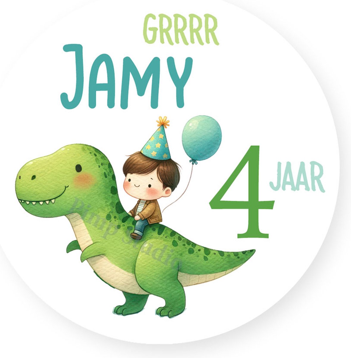 Traktatie Stickers Dino Temmer - Met Naam en Leeftijd - Gepersonaliseerd - Sluitstickers - Kinderfeest Traktatie - Uitdelen - Uitdeeltraktatie - Traktatiestickers Pimp Studio
