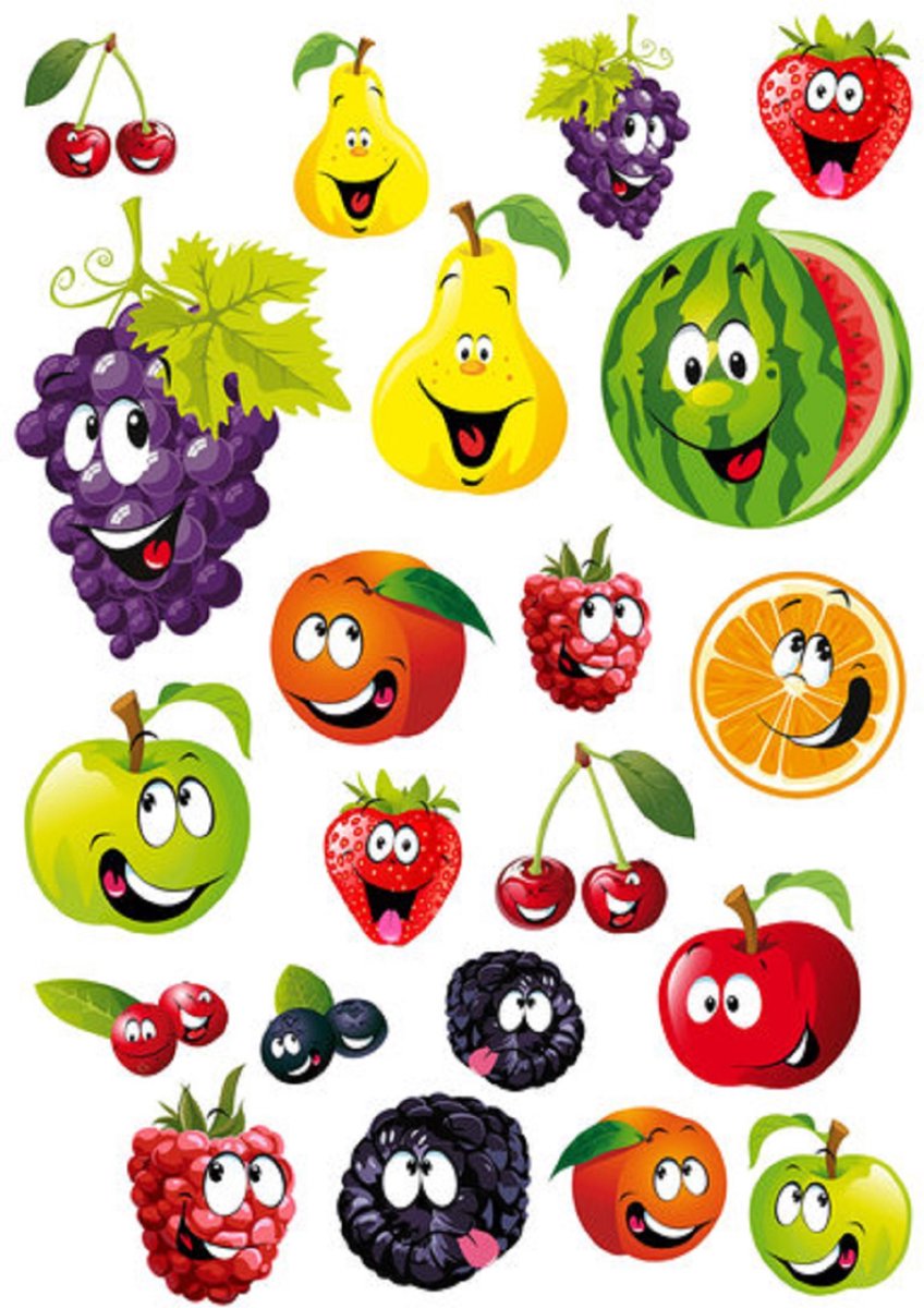 Fietssticker fruit gezichtjes container sticker watervast regenbestendig kind